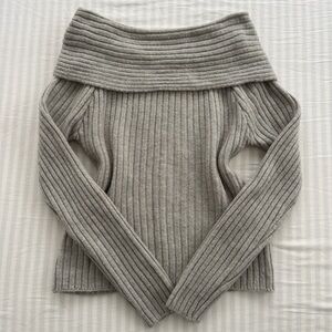 Off-Shoulder Ribbed Sweater